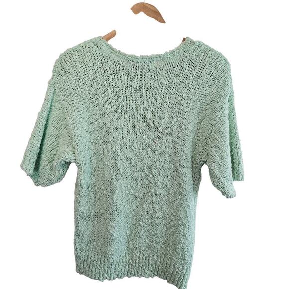 Vintage Floral Sweater Womens Medium Pastel Blue 80s Glam Rock Retro Cottage - Picture 2 of 11